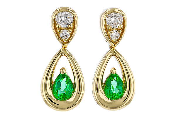 A329-86326: EARRINGS .20 EMERALD .32 TGW (4x3 EMER)
