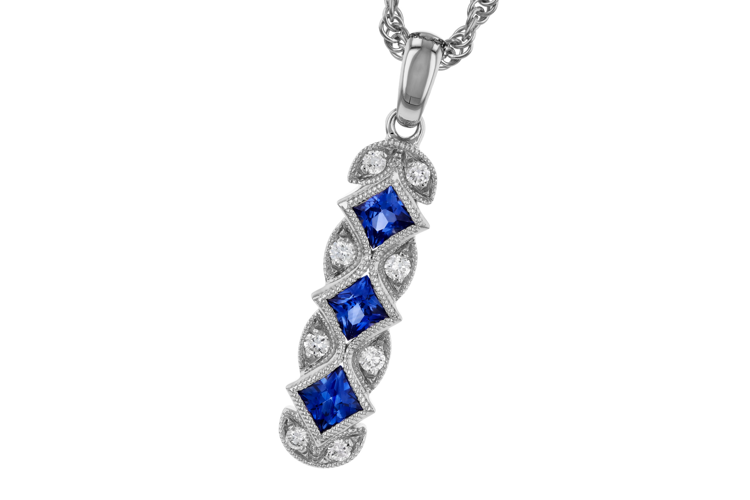 A330-75371: NECKLACE .55 TW SAPPHIRE .64 TGW