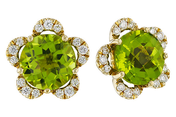 B329-90844: EARRINGS 2.93 PERIDOT 3.10 TGW (7MM RD)