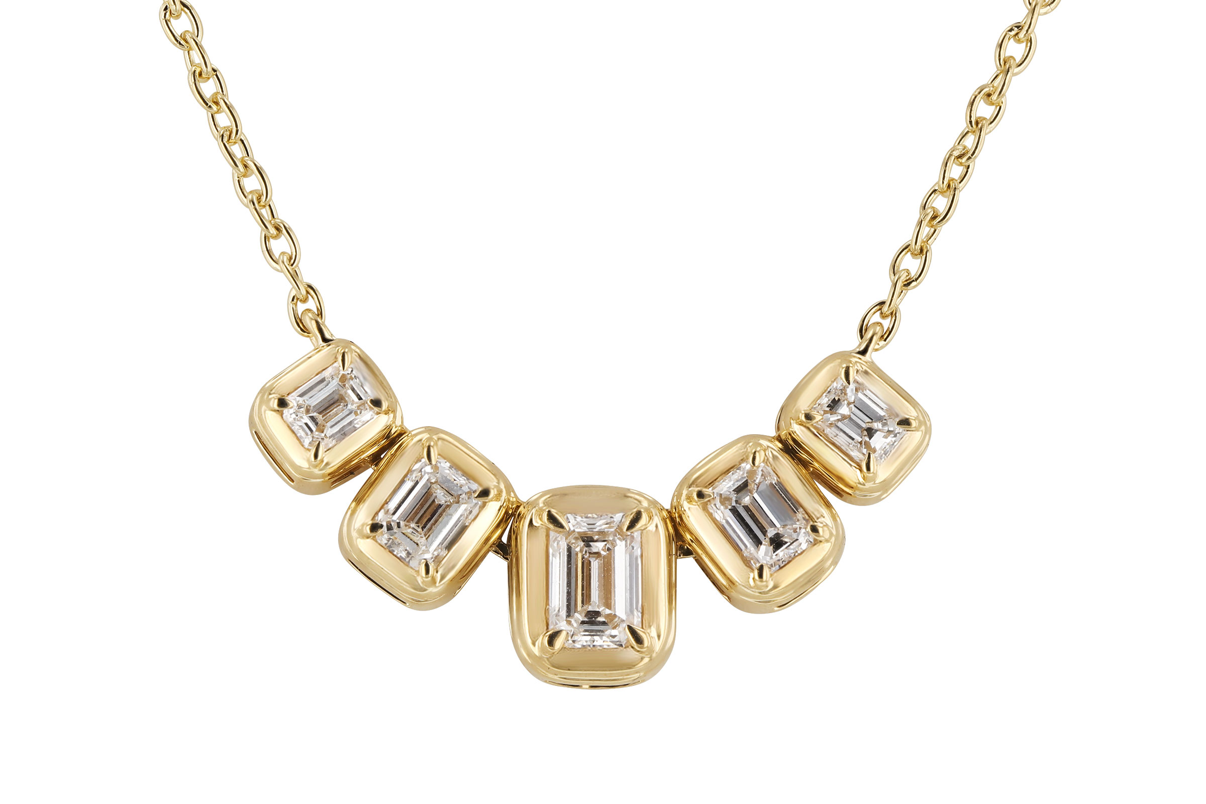 C330-76289: NECKLACE .87 TW EMERALD CUT DIA (18")