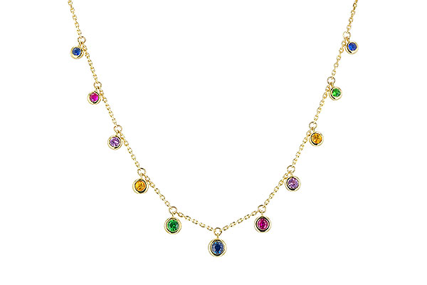 F328-98125: NECK .90 TW MULTI-COLOR SAPPH & GREEN GARNET (18")