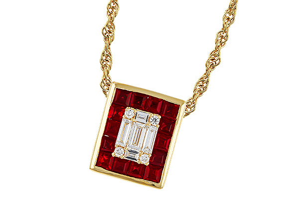 F329-89962: NECKLACE .82 RUBY TW 1.00 TGW