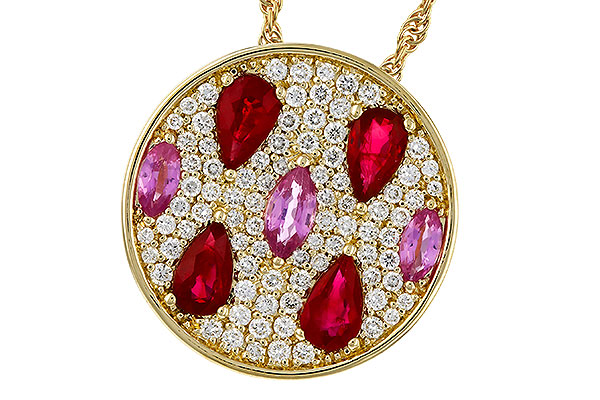 H329-90834: NECK 1.42 TW PRECIOUS (RUBY & PINK SAPP) 1.82 TGW