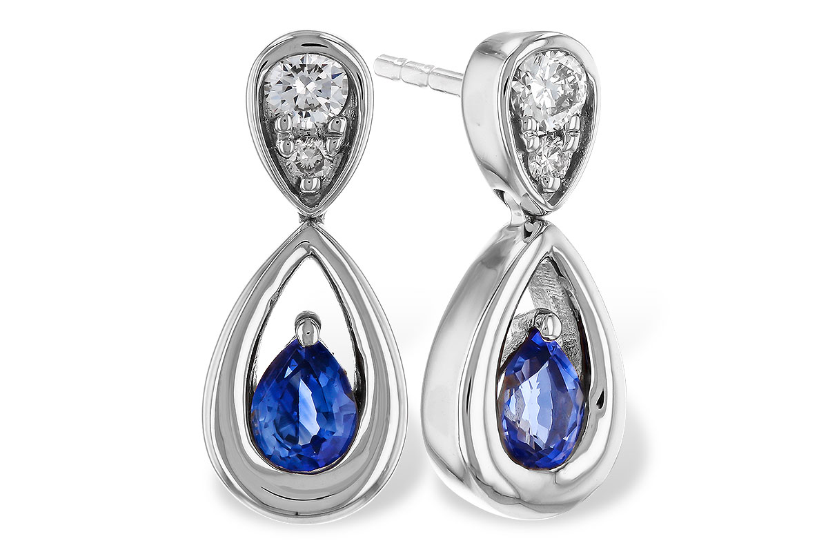 M329-85407: EARRINGS .42 SAPPHIRE .54 TGW (4x3 SAPP)