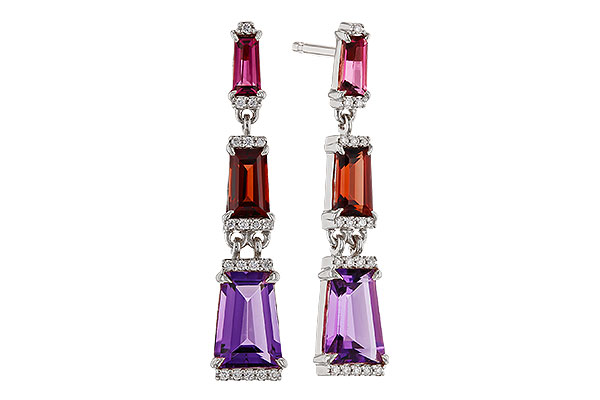 M329-86343: EARRINGS 1.98 SEMI-PREC (PT,GT,AMY) 2.05 TGW